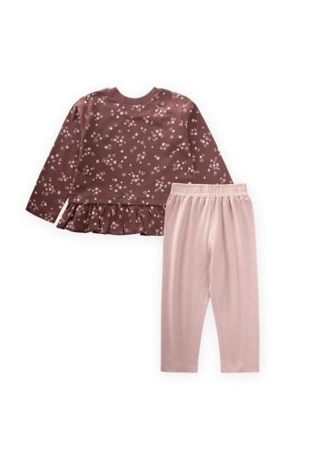 Patterned Long Sleeve T-Shirt Set for Ages 1-8 in Purple