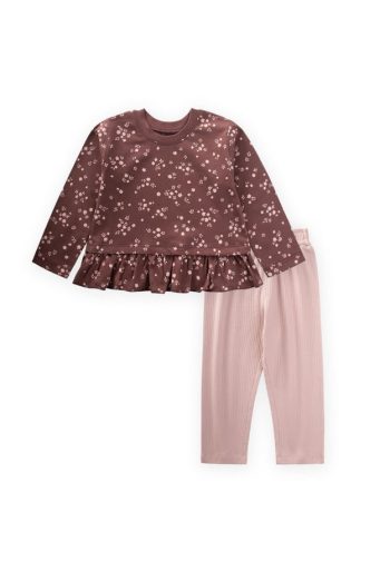Patterned Long Sleeve T-Shirt Set for Ages 1-8 in Purple