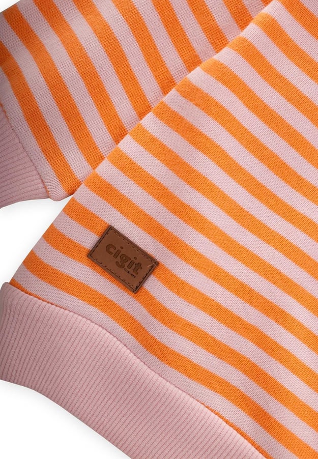 71365-5729cizgili-triko-sweatshirt-0-4-771a40.jpg Striped Knit Sweatshirt 0-4 Years Peach Pink