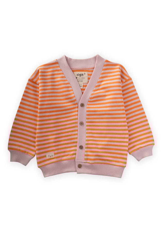 71366-5729cizgili-triko-hirka-0-4-yas-47fd-9.jpg Striped Knit Cardigan 0-4 Years Peach Pink
