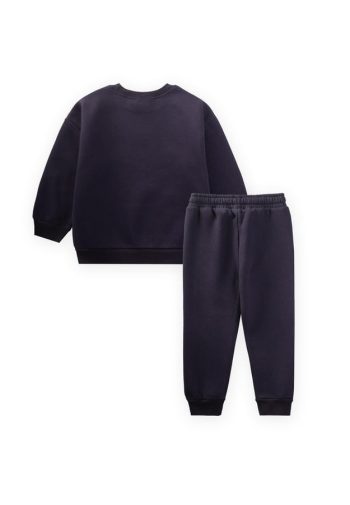 Basic Karyoka Detail Sweatshirt Set for Ages 3-8 in Navy Blue