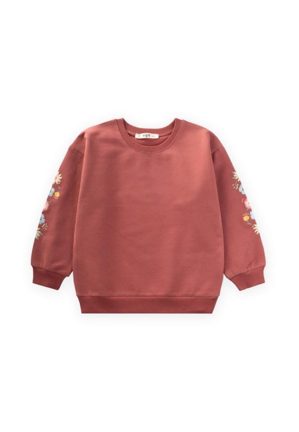 Embroidered Sweatshirt for Ages 2-12 in Dusty Pink