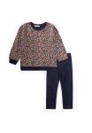Patterned Sweatshirt Set for Ages 4-12 Navy Blue