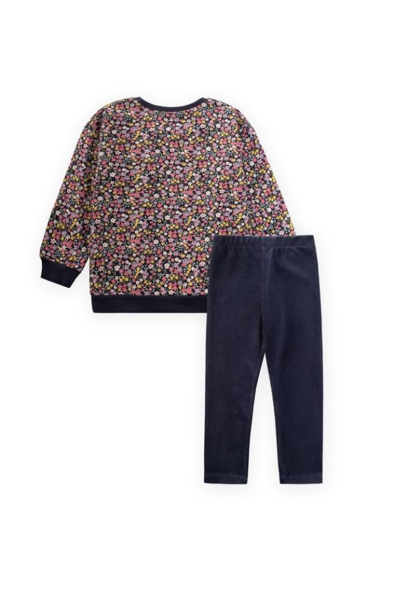 Patterned Sweatshirt Set for Ages 4-12 Navy Blue