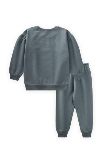 Label Detail Sweatshirt Set for Ages 1-7 in Sage Green