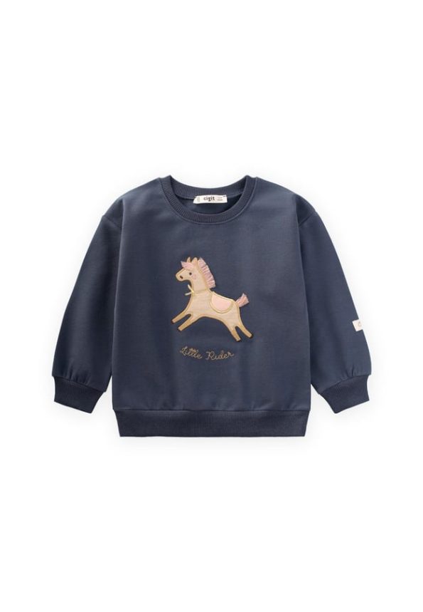 Appliqué Sweatshirt for Ages 1-6 in Navy Blue