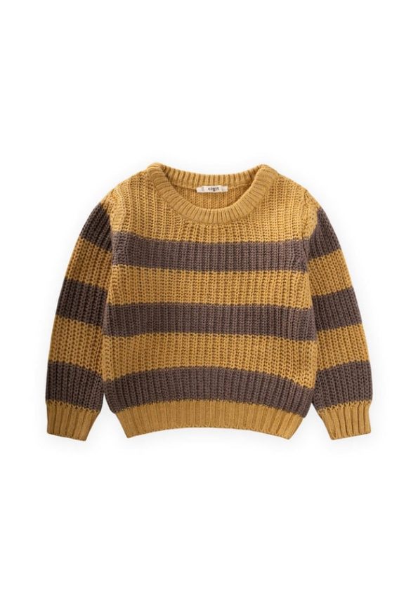 Striped Knit Sweater for Kids 2-8 Years Mustard Yellow