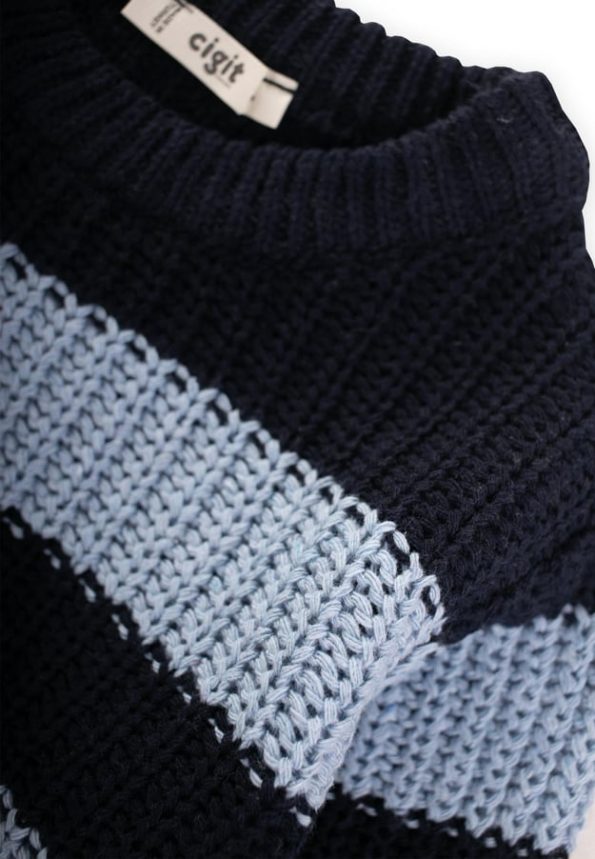 Striped Knit Sweater for Ages 2-8 Navy Blue