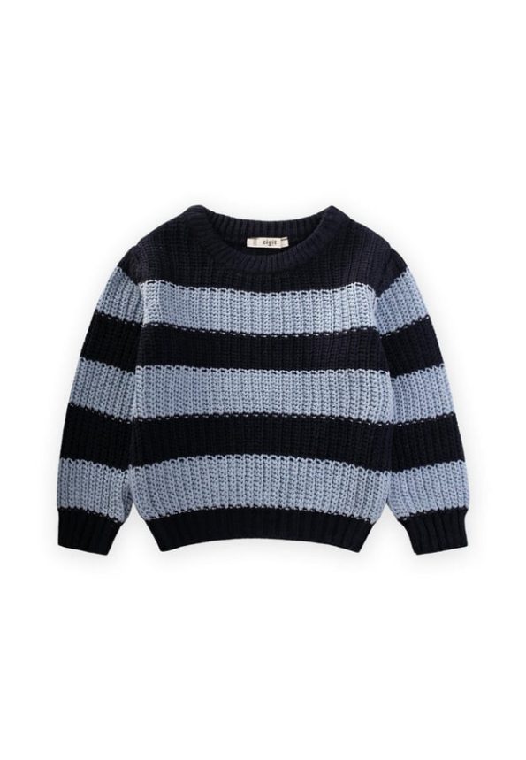 Striped Knit Sweater for Ages 2-8 Navy Blue