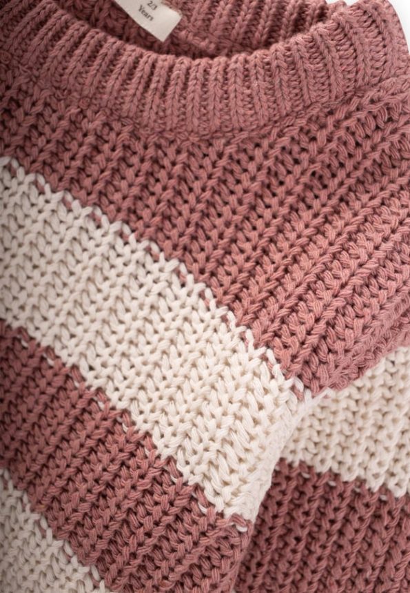 Striped Knit Sweater for Ages 2-8 Dusty Rose