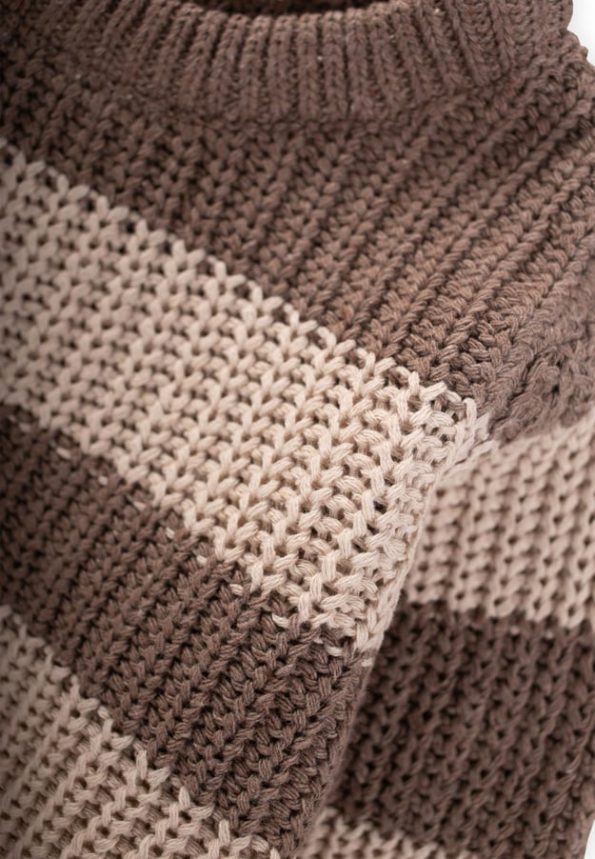 Striped Knit Sweater for Ages 2-8 in Mink