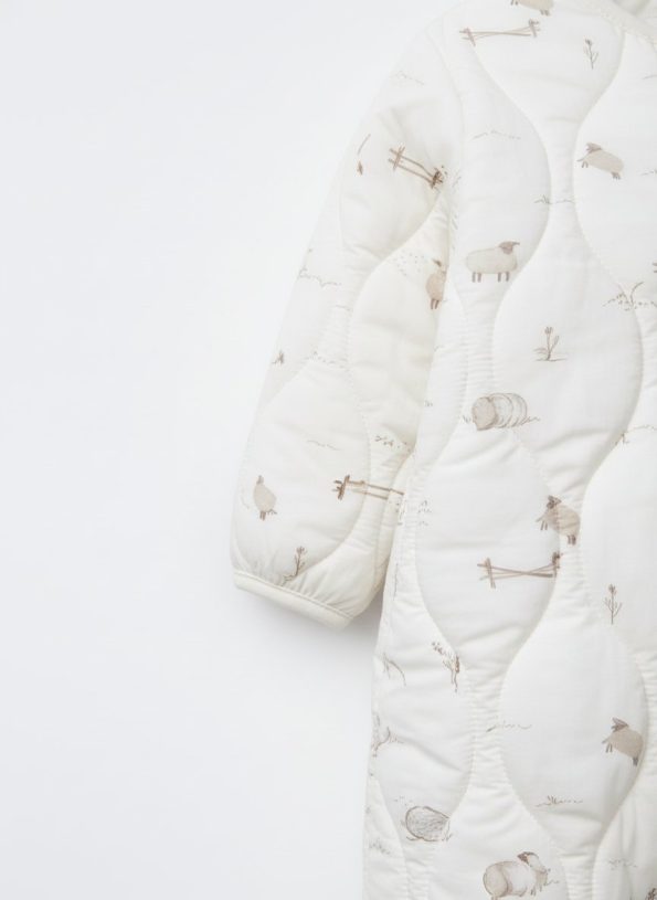 Unisex Cotton Cream Animal Print Sleep Suit