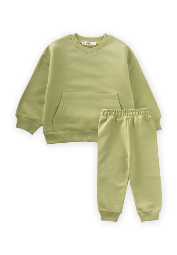 Green Sweatshirt Set for Ages 1-8