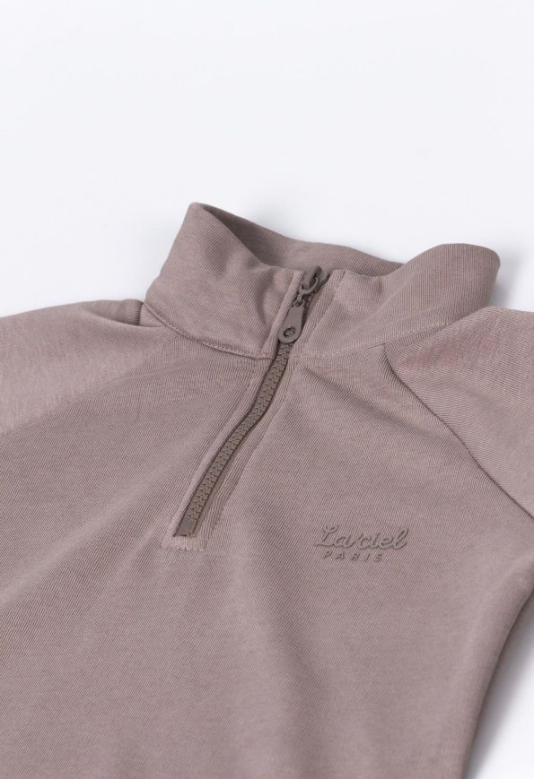 Girls' Cotton Brown Zip-Up Sweatshirt Tracksuit - Oversized Fit