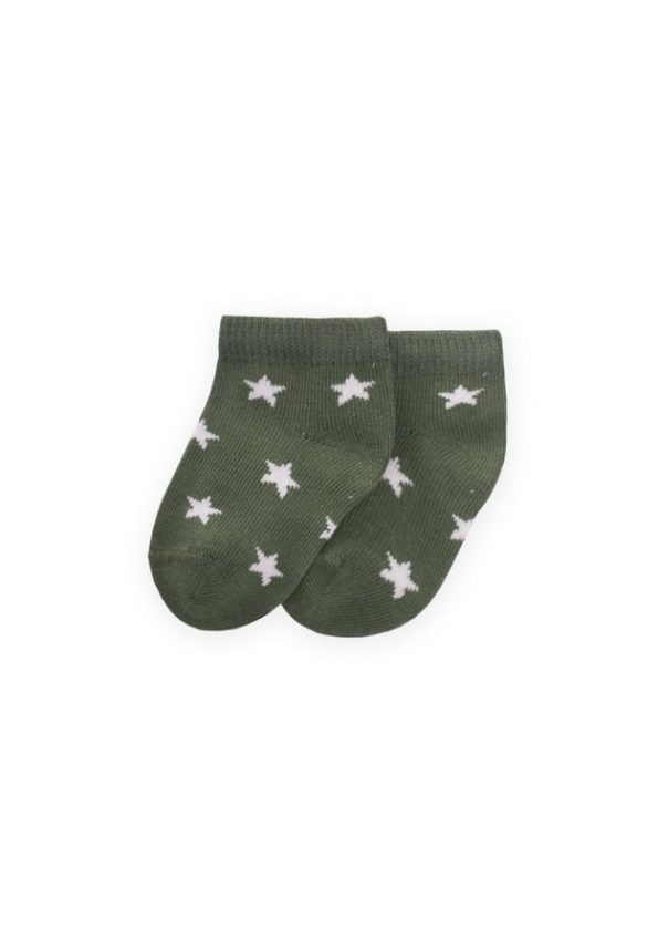 Star Pattern Baby Booties Socks 0-4 Years Khaki Green