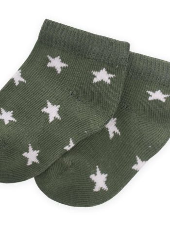 Star Pattern Baby Booties Socks 0-4 Years Khaki Green