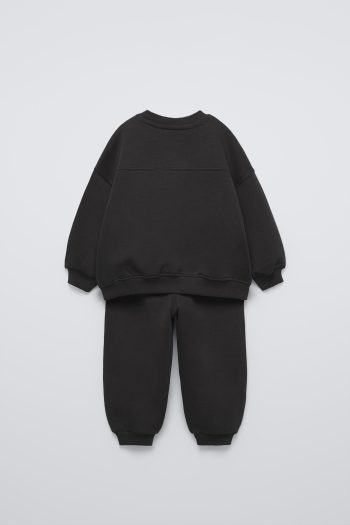 Boys' Cotton Black Sweatshirt and Jogger Set - Comfortable Fit