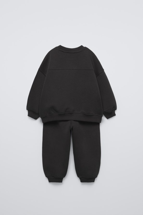 Boys' Cotton Black Sweatshirt and Jogger Set - Comfortable Fit