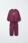 Unisex Kids Cotton Plum Dog Print Tracksuit - Relaxed Fit with Pockets