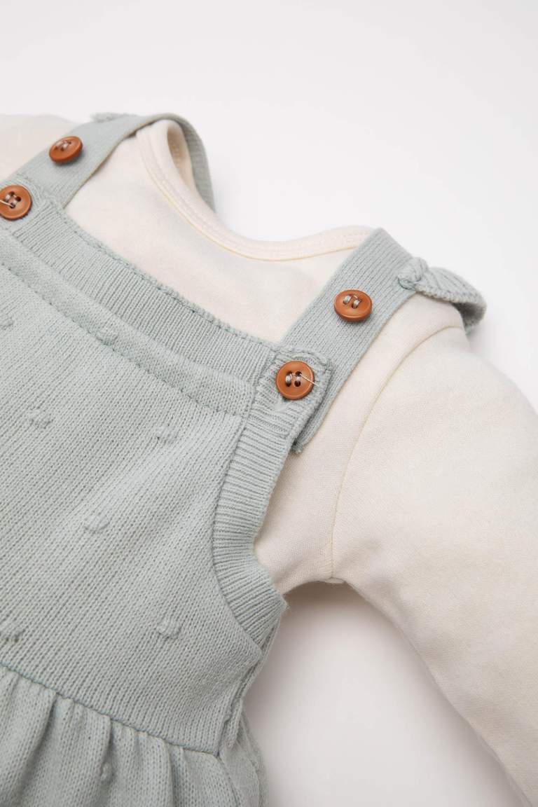 C9752A5_24AU_BE505_03_02.jpg Girls' Baby 2-Piece Set with Mock Turtleneck Long Sleeve Shirt and Pinafore Dress