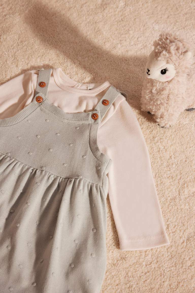 C9752A5_24AU_BE505_06_01.jpg Girls' Baby 2-Piece Set with Mock Turtleneck Long Sleeve Shirt and Pinafore Dress