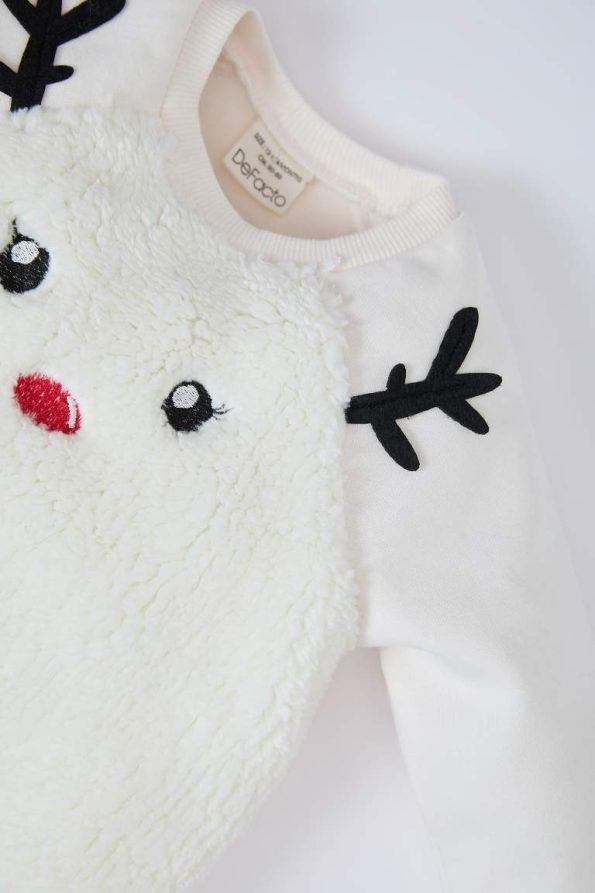 Girls' Christmas Themed 2-Piece Plush Sweatshirt and Elastic Waist Leggings Set