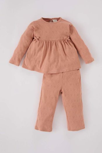 Girls' Baby Pajama Set Long Sleeve Ribbed Top Long Pants