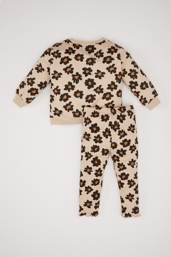 Girls' Baby 2-Piece Floral Sweatshirt Set with Elastic Waist Bottoms