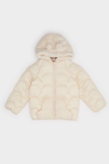 Girls' Windproof Waterproof Quilted Hooded Jacket