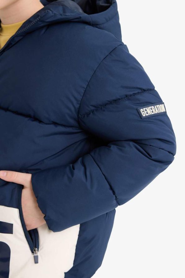 Boys' Waterproof Hooded Zippered Puffer Jacket