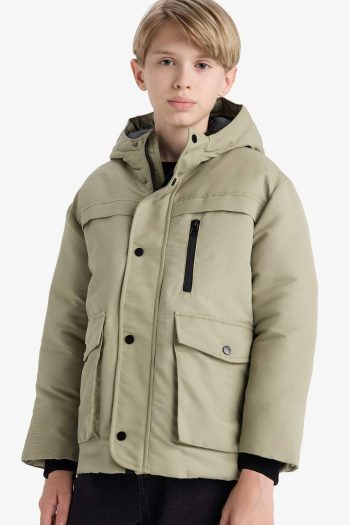 Boys' Waterproof Hooded Zippered Jacket