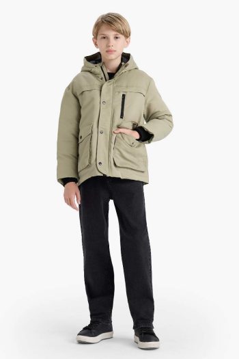 Boys' Waterproof Hooded Zippered Jacket