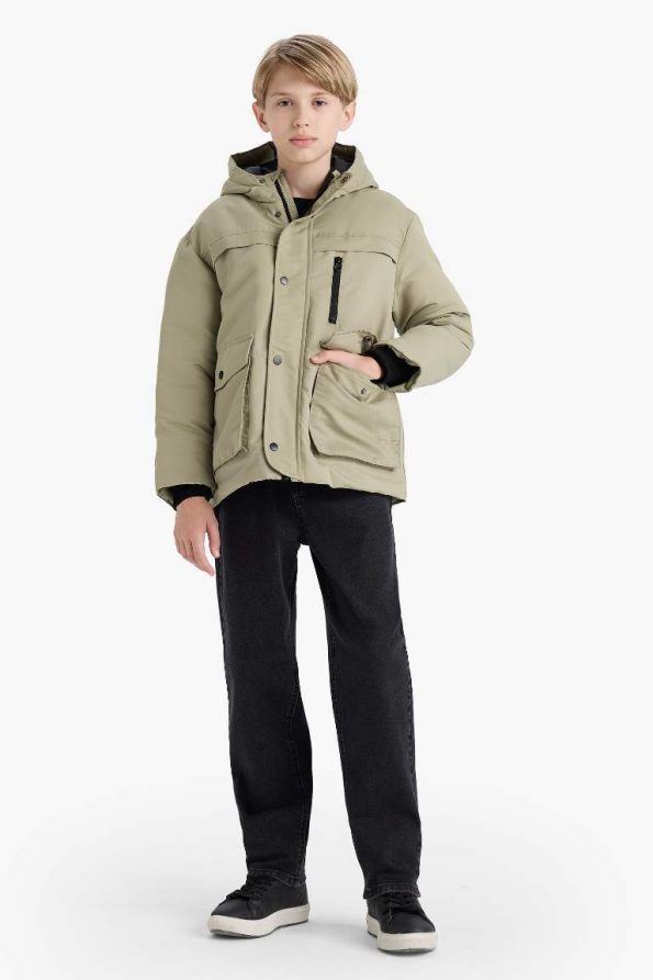 Boys' Waterproof Hooded Zippered Jacket