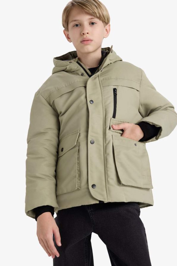 Boys' Waterproof Hooded Zippered Jacket