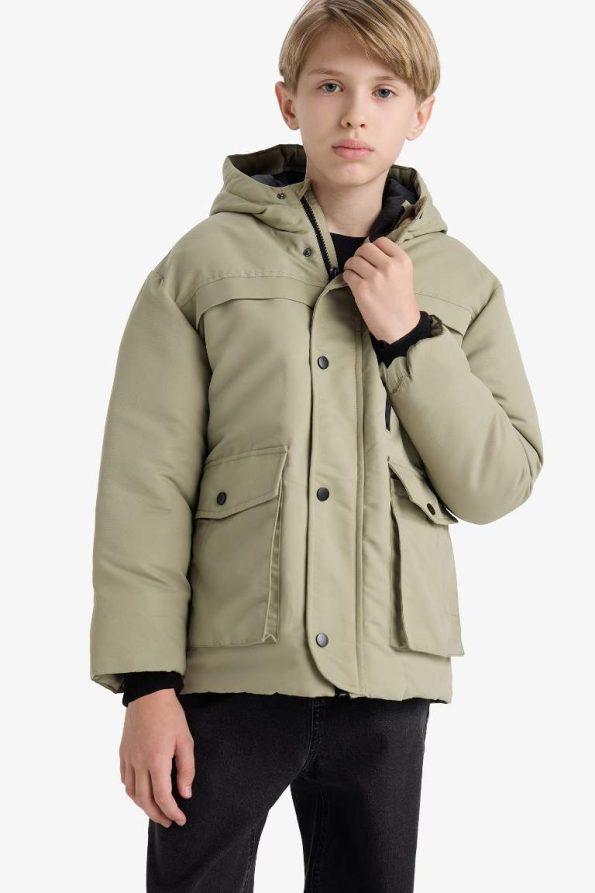Boys' Waterproof Hooded Zippered Jacket