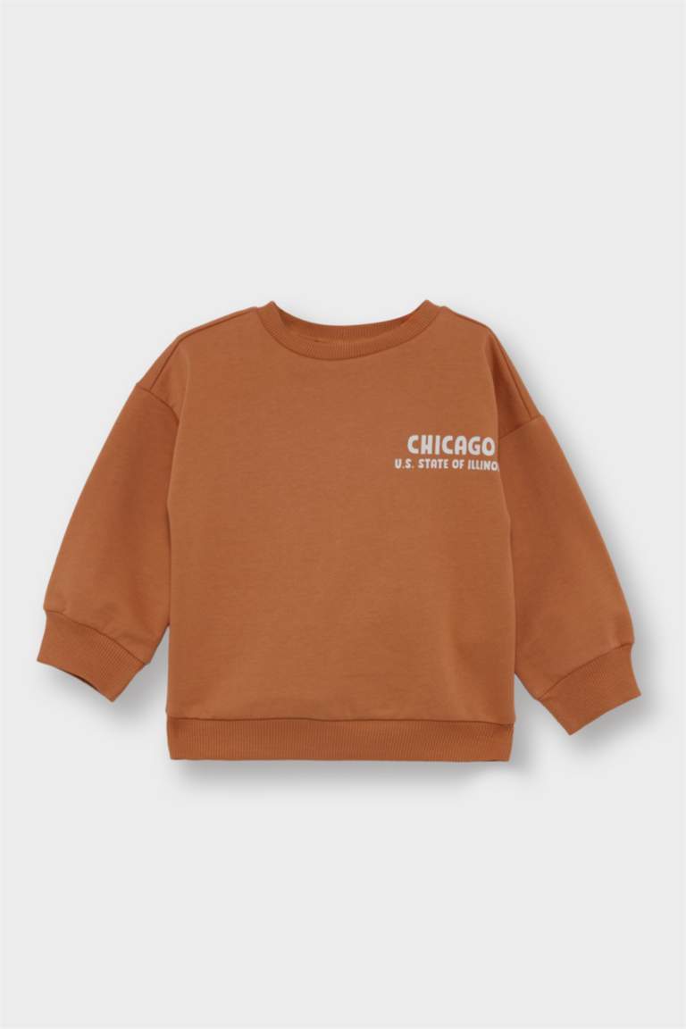 F0955A5_25AU_BK27_05_01.jpg Boys' Soft-Fleece Lined Printed Crew Neck Sweatshirt Set