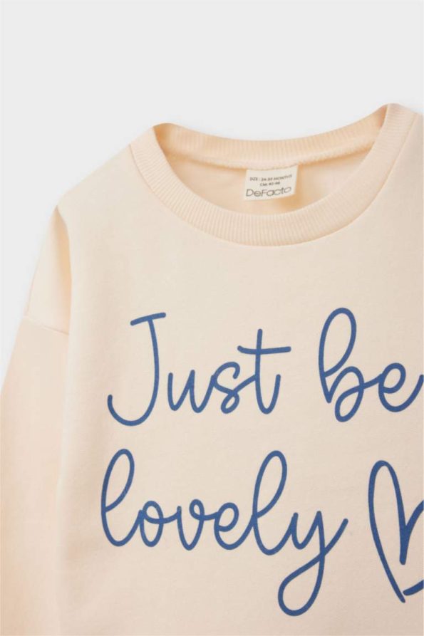 Girls' Soft-Fleece Cotton Blend Printed Sweatshirt Set