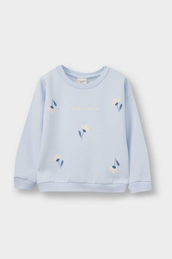 Girls' Soft-Fleece Cotton Blend Printed Sweatshirt Set