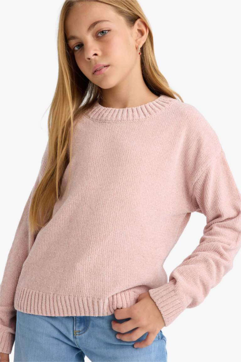F2619A8_25WN_PN287_03_02.jpg Girls' Bicycle Neck Chenille Knit Sweater