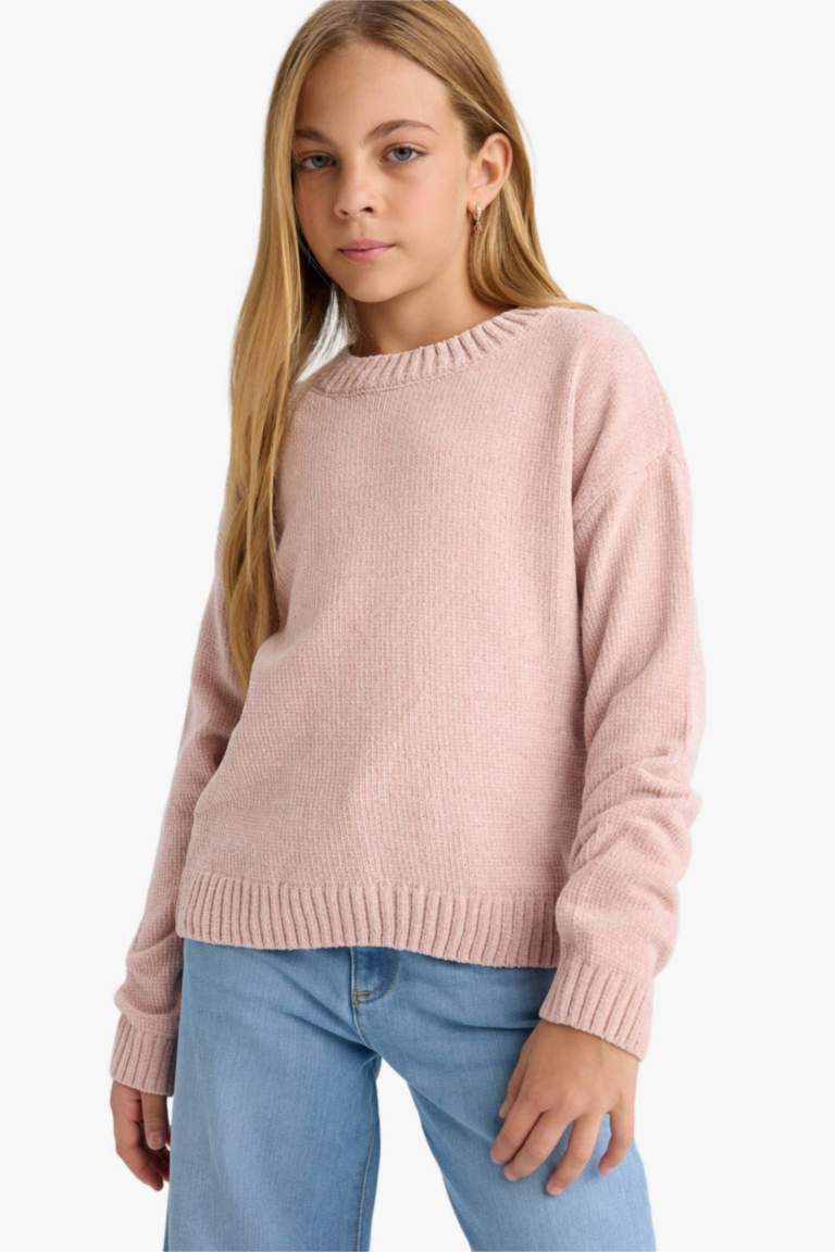 F2619A8_25WN_PN287_05_02.jpg Girls' Bicycle Neck Chenille Knit Sweater