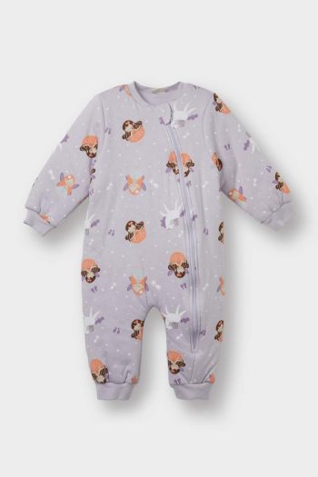 Girls' Baby 2.5 Tog Printed Zip-Up Long Sleeve Onesie