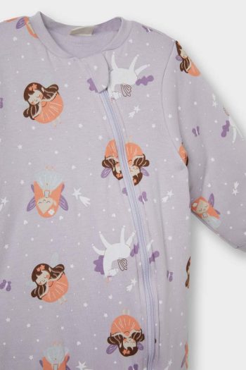 Girls' Baby 2.5 Tog Printed Zip-Up Long Sleeve Onesie