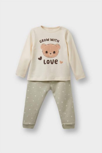 Girls' Baby 3-Piece Set with Hooded Snap Cardigan and Printed Long Sleeve T-Shirt