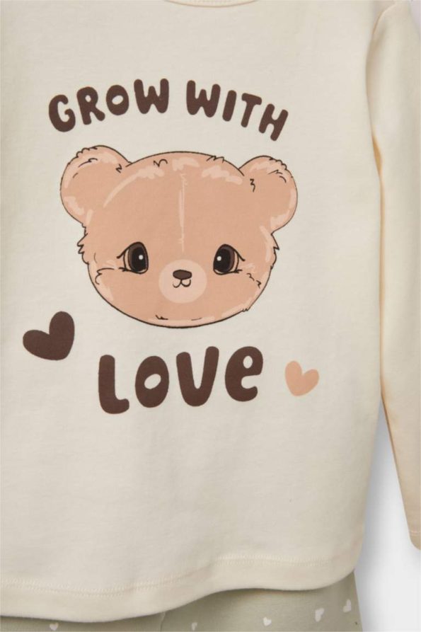 Girls' Baby 3-Piece Set with Hooded Snap Cardigan and Printed Long Sleeve T-Shirt