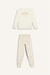 Girls' Printed Long Sleeve Pajama Set with Patterned Pants