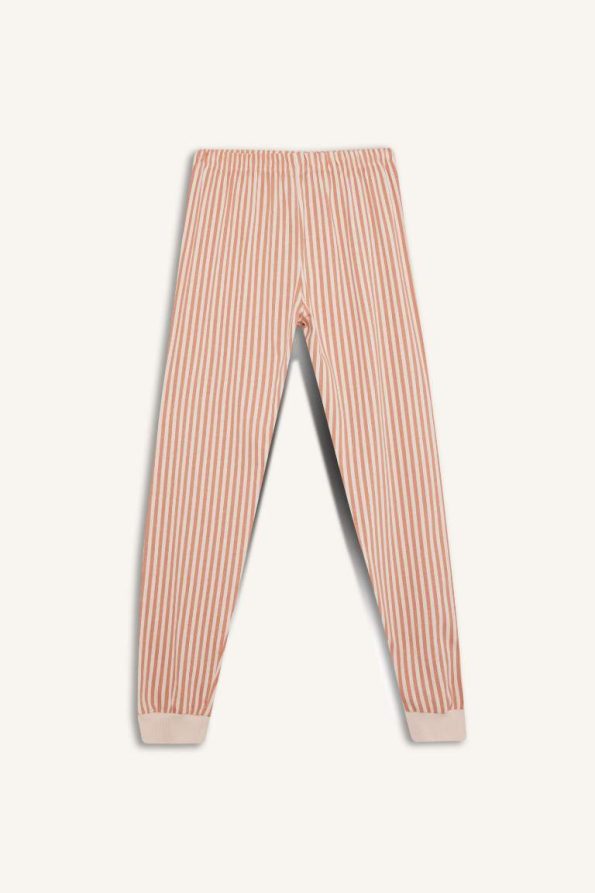 Girls' Printed Long Sleeve Pajama Set with Striped Pants