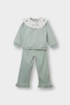 Girls' Baby 2-Piece Set with Large Collar Sweatshirt and Sweatpants