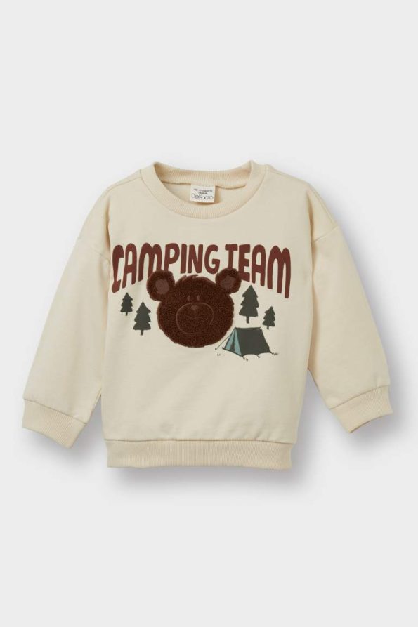 Boys' Bear Print Soft Fleece Lined Sweatshirt