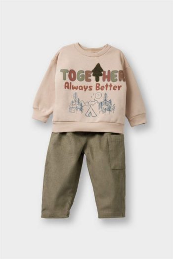 Boys' Velvet Printed Sweatshirt and Pants Set