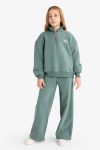 Girls' 2-Piece Printed Sweatshirt with Half Zipper and Wide Leg Sweatpants